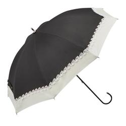 晴雨兼用傘 ブラックコーティング 50cm 長傘 長傘 プチフラワーレースBK myblack1k
