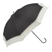 myblack1k [晴雨兼用傘 ブラックコーティング 50cm 長傘 長傘 プチフラワーレースBK]