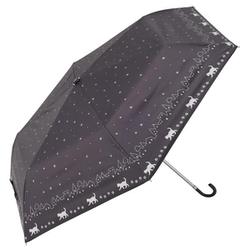 日傘 折りたたみ傘 晴雨兼用 ウォーキングキャッツ 50cm 手開き式 一級遮光 UVカット加工 UPF50＋ 遮熱効果 内側黒コーティング加工 ブラック 18710