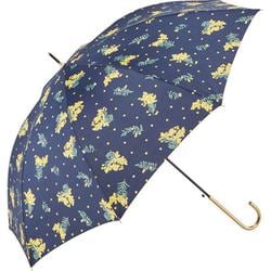 amusant sous la pluie 60cm スリム 耐風長傘 8mm UVプロテクション 13630.ミモザ ネイビー mytaifu8uv