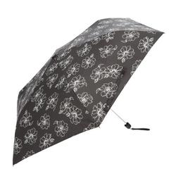 日傘 折りたたみ傘 晴雨兼用 ラインフラワー 50cm 手開き式 内側シルバーコーティング ブラック 18630
