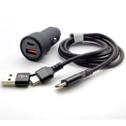 X-333 [コンパクトDCチャージャー DC2ポート充電器 C＋A 編み込みCCケーブル付き]