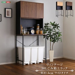 ヴィンテージ 30Lごみ箱上ラック ワイドタイプ ウォールナットブラック VSK-T30L3-WABK