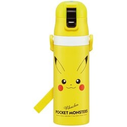 超軽量コンパクトロック付ワンプッシュダイレクトステンレスボトル 水筒 ピカチュウフェイス23 sdc420