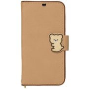 iP24-61-HGK03 [iPhone 16用 手帳ケース HUG KUMA ベージュ]