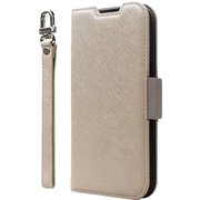 CR_IPNCSPLNA_BG [iPhone 16 対応 ケース 手帳型 カード 収納 スマホ ストラップ スタンド 機能 付 スマホケース PU レザー デニム 手帳型ケース NU ベージュ×グレー]