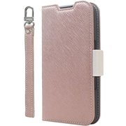 CR_IPNCSPLNA_CW [iPhone 16 対応 ケース 手帳型 カード 収納 スマホ ストラップ スタンド 機能 付 スマホケース PU レザー デニム 手帳型ケース NU シャンパンローズ×ホワイト]