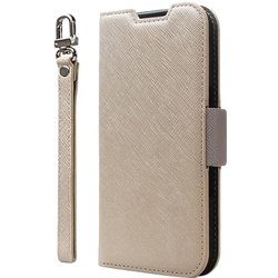 CR_IPBCSPLNA_BG [iPhone 16 Plus 対応 ケース 手帳型 カード 収納 スマホ ストラップ スタンド 機能 付 スマホケース PU レザー デニム 手帳型ケース NU ベージュ×グレー]