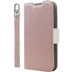 CR_IPBCSPLNA_CW [iPhone 16 Plus 対応 ケース 手帳型 カード 収納 スマホ ストラップ スタンド 機能 付 スマホケース PU レザー デニム 手帳型ケース NU シャンパンローズ×ホワイト]