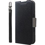 CR_IPRCSPLNA_BN [iPhone 16 Pro 対応 ケース 手帳型 カード 収納 スマホ ストラップ スタンド 機能 付 スマホケース PU レザー デニム 手帳型ケース NU ブラック×ニュートラルグレー]
