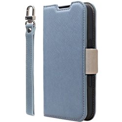CR_IPGCSPLNA_AG [iPhone 16 Pro Max 対応 ケース 手帳型 カード 収納 スマホ ストラップ スタンド 機能 付 スマホケース PU レザー デニム 手帳型ケース NU アリスブルー×グレージュ]