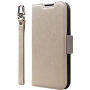CR_IPGCSPLNA_BG [iPhone 16 Pro Max 対応 ケース 手帳型 カード 収納 スマホ ストラップ スタンド 機能 付 スマホケース PU レザー デニム 手帳型ケース NU ベージュ×グレー]