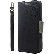 CR_IPGCSPLNA_BN [iPhone 16 Pro Max 対応 ケース 手帳型 カード 収納 スマホ ストラップ スタンド 機能 付 スマホケース PU レザー デニム 手帳型ケース NU ブラック×ニュートラルグレー]