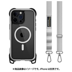 ME_IPGCSPTO3_MV [iPhone 16 Pro Max 対応 ケース ショルダー ストラップ 付き クリア MagSafe 対応 耐衝撃 MIL規格 マグセーフ スマホケース Odyssey ＋Strap M メタルシルバー]