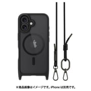 ME_IPNCSPTR2_BK [iPhone 16 対応 ケース ショルダー ストラップ 付き クリア MagSafe 対応 耐衝撃 MIL規格 マグセーフ スマホケース Roam M ブラック/ブラック]