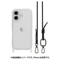 ME_IPNCSPTR2_TR [iPhone 16 対応 ケース ショルダー ストラップ 付き クリア MagSafe 対応 耐衝撃 MIL規格 マグセーフ スマホケース Roam M トランスパレント/ブラック]
