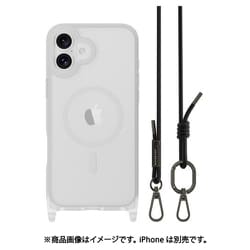 ME_IPBCSPTR2_TR [iPhone 16 Plus 対応 ケース ショルダー ストラップ 付き クリア MagSafe 対応 耐衝撃 MIL規格 マグセーフ スマホケース Roam M トランスパレント/ブラック]