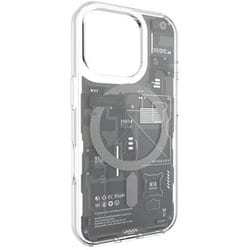 ME_IPRCSPTXM_GY [iPhone 16 Pro 対応 ケース MagSafe 対応 クリア オシャレ イラスト 機械 内部構造 柄 耐衝撃 スマホケース おしゃれ マグセーフ スマホカバー Xray M グレー]