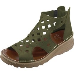 日本製 PieFelices イタリアンレザーサンダル カーキ 23.5cm