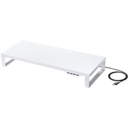 USBハブ付 モニター台 USB3.0 Gen1 4ポート 幅60cm 耐荷重10kg ホワイト MR-LC215W