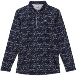 ゴルフ メンズ ストレッチピケ AOP ポロ LS XLサイズ DEEP NAVY