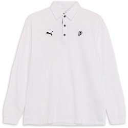 ゴルフ メンズ PC ストレッチ ウラグリットフリース リラックスPポロ LS Lサイズ WHITE GLOW