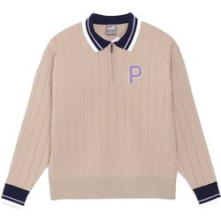 ゴルフ レディース PC W リラックスポロ エリリブ ニットセーター Lサイズ ALABASTER