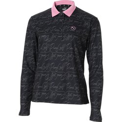 ゴルフ レディース W ストレッチピケ AOP ポロLS Mサイズ PUMA BLACK