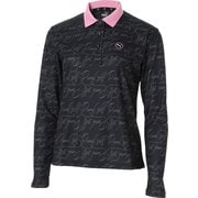 ゴルフ レディース W ストレッチピケ AOP ポロLS Mサイズ PUMA BLACK