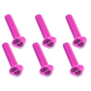 NAX-314PK 3×14 ヘックス ボタン ジュラルミンビス 6本入 ピンク [ラジコン用パーツ]