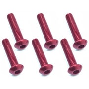 NAX-314R 3×14 ヘックス ボタン ジュラルミンビス 6本入 レッド [ラジコン用パーツ]