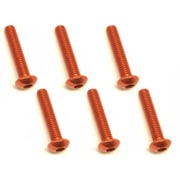 NAX-315OR 3×15 ヘックス ボタン ジュラルミンビス 6本入 オレンジ [ラジコン用パーツ]