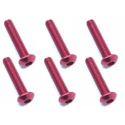 NAX-315R 3×15 ヘックス ボタン ジュラルミンビス 6本入 レッド [ラジコン用パーツ]