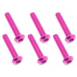 NAX-316PK 3×16 ヘックス ボタン ジュラルミンビス 6本入 ピンク [ラジコン用パーツ]