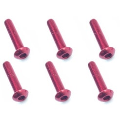 NAX-316R 3×16 ヘックス ボタン ジュラルミンビス 6本入 レッド [ラジコン用パーツ]