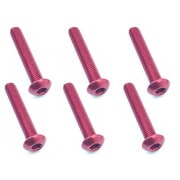 NAX-318R 3×18 ヘックス ボタン ジュラルミンビス 6本入 レッド [ラジコン用パーツ]