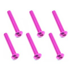 NAX-320PK 3×20 ヘックス ボタン ジュラルミンビス 6本入 ピンク [ラジコン用パーツ]