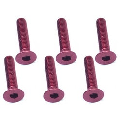 SAX-315R 3×15 ヘックス 皿 ジュラルミンビス 6本入 レッド [ラジコン用パーツ]