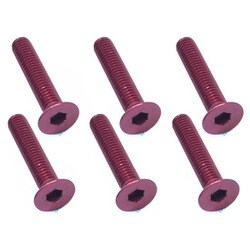 SAX-316R 3×16 ヘックス 皿 ジュラルミンビス 6本入 レッド [ラジコン用パーツ]
