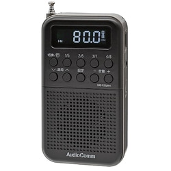 AudioComm AM/FM 2バンドポケットラジオ 充電式 ブラック RAD-P332N-K