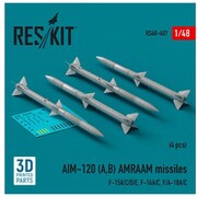 RSK48-0407 1/48 AIM-120（A、B） AMRAAM 空対空ミサイル 4個入 [プラモデル用パーツ]