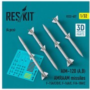 RSK32-0407 1/32 AIM-120（A、B） AMRAAM 空対空ミサイル 4個入 [プラモデル用パーツ]