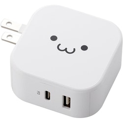 USB急速充電器 USB PD（パワーデリバリー）対応 32W USB-C×1/USB-A×1 PSE認証品 折りたたみプラグ しろちゃん（ホワイト×ブラック） MPA-ACCP20XWF