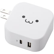 USB急速充電器 USB PD(パワーデリバリー)対応 32W USB-C×1/USB-A×1 PSE認証品 折りたたみプラグ しろちゃん(ホワイト×ブラック) MPA-ACCP20XWF