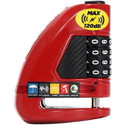 4桁ダイヤル式 120dBアラーム付 ディスクブレーキ RED AIR ALARM COMBO - RED