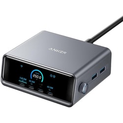 USB急速充電器 Anker Prime Charger USB PD（パワーデリバリー）対応 250W USB-C×4/USB-A×2 ディスプレイ/時計表示機能搭載 GaN搭載 A2345541