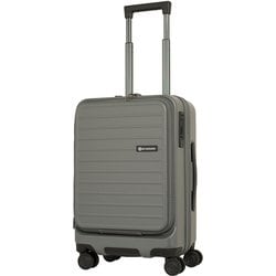 ハードキャリー ファスナータイプ フロントオープン ワンルーム型 拡張機能付き ストッパー 機内持ち込み可能 預け入れ無料 3～4泊 38L 拡張時44L TSAロック搭載 14インチPC対応 クールグレー SK-0889-49
