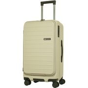ハードキャリー ファスナータイプ フロントオープン ワンルーム型 拡張機能付き ストッパー 預け入れ無料 5～6泊 50L 拡張時57L TSAロック搭載 15.6インチPC対応 エクルベージュ SK-0889-58