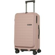 ハードキャリー ファスナータイプ フロントオープン ワンルーム型 拡張機能付き ストッパー 預け入れ無料 5~6泊 50L 拡張時57L TSAロック搭載 15.6インチPC対応 ローズ SK-0889-58