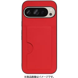 WORK28GG-RD-GPX9 [Google Pixel 9/9 Pro 用 PUレザースマホケース/カードポケット＆ストラップホール付き レッド]